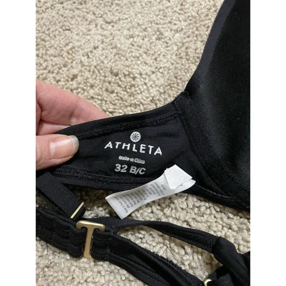 Athleta XS black two-piece bikini set halter underwire top high-waisted Shorts - Picture 14 of 15